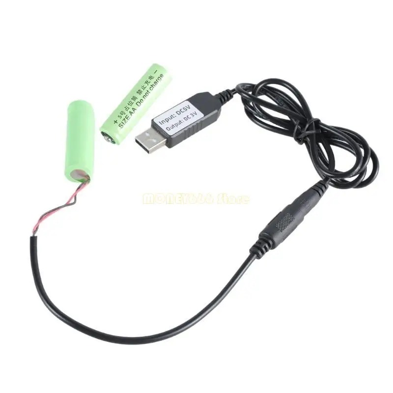 F62C 47.24in USB to 3V LR6 AA Power Supply Adapter for AA Battery Operated Devices