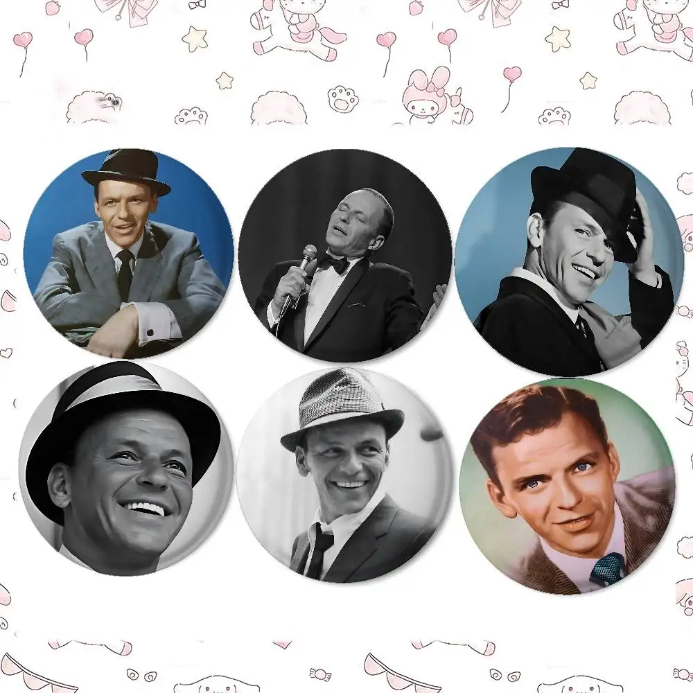 Singer F-Francis Albert S-Sinatra Badges Peripheral Lapel Pins Tinplate Round Brooch For Shoulder Bag Accessories Souvenir Gifts