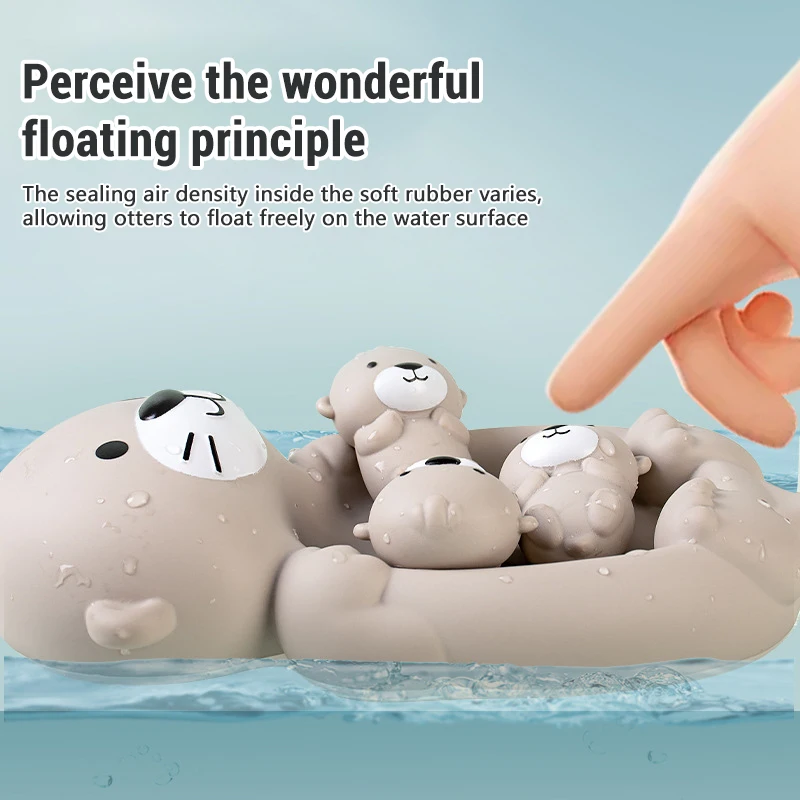 4PCS Children Otter Bath Toys Floating Boat Water Play  Swimming Pool Interaction Toy Baby Floating Animal Otter Bath Toy Gifts