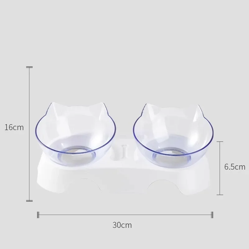 Pet Double Bowl Cat Bowl Dog Bowl with Stand Transparent Double Bowl Pet Feeding Cat Water Bowl Cat Food Pet Bowl Dog Feeder