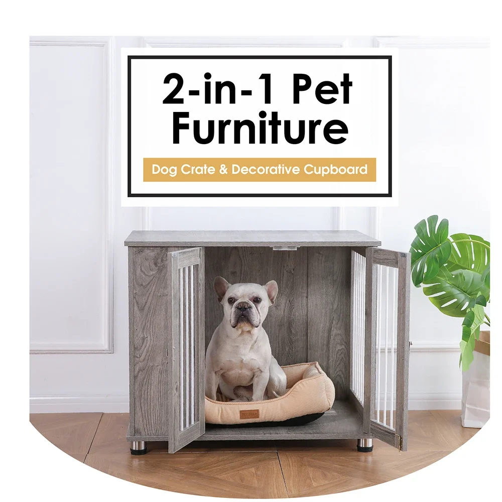 Dog Crate Furniture Manufacturer Direct Sale Luxury Panel Wood Pet Cage Dog Crate With Door