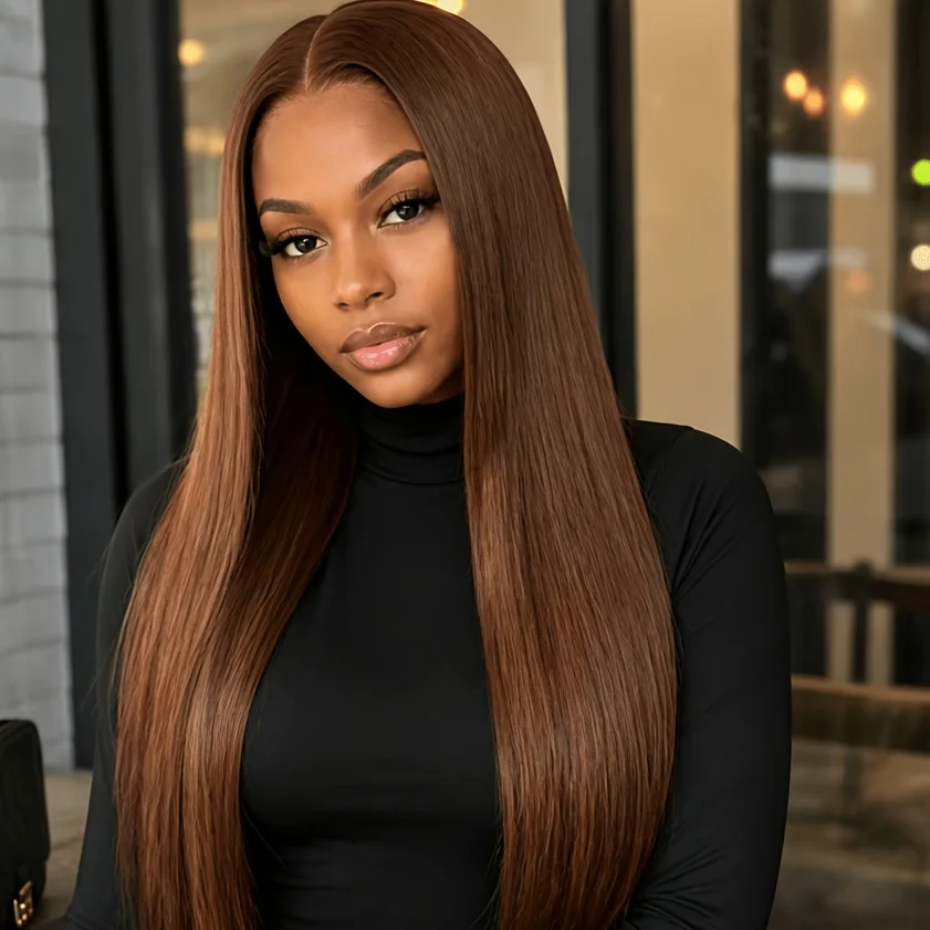 26-inch long straight wig, fashionable medium-length hairstyle, essential for daily dates, travel, parties and Halloween