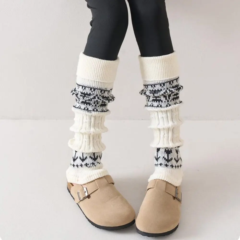 

Harajuku Children's Leg Warmers Solid Color Sweet Fair Isle Style Knitted Socks Japanese Style Kawaii Knitted Foot Cover Lady