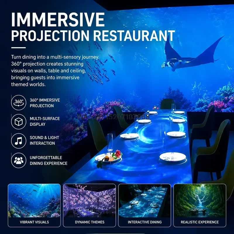 Wmwmnu Customized Immersive Interactive Projection Room System for Restaurant Exhibition Hall 3D Mapping Motion Sensor Game