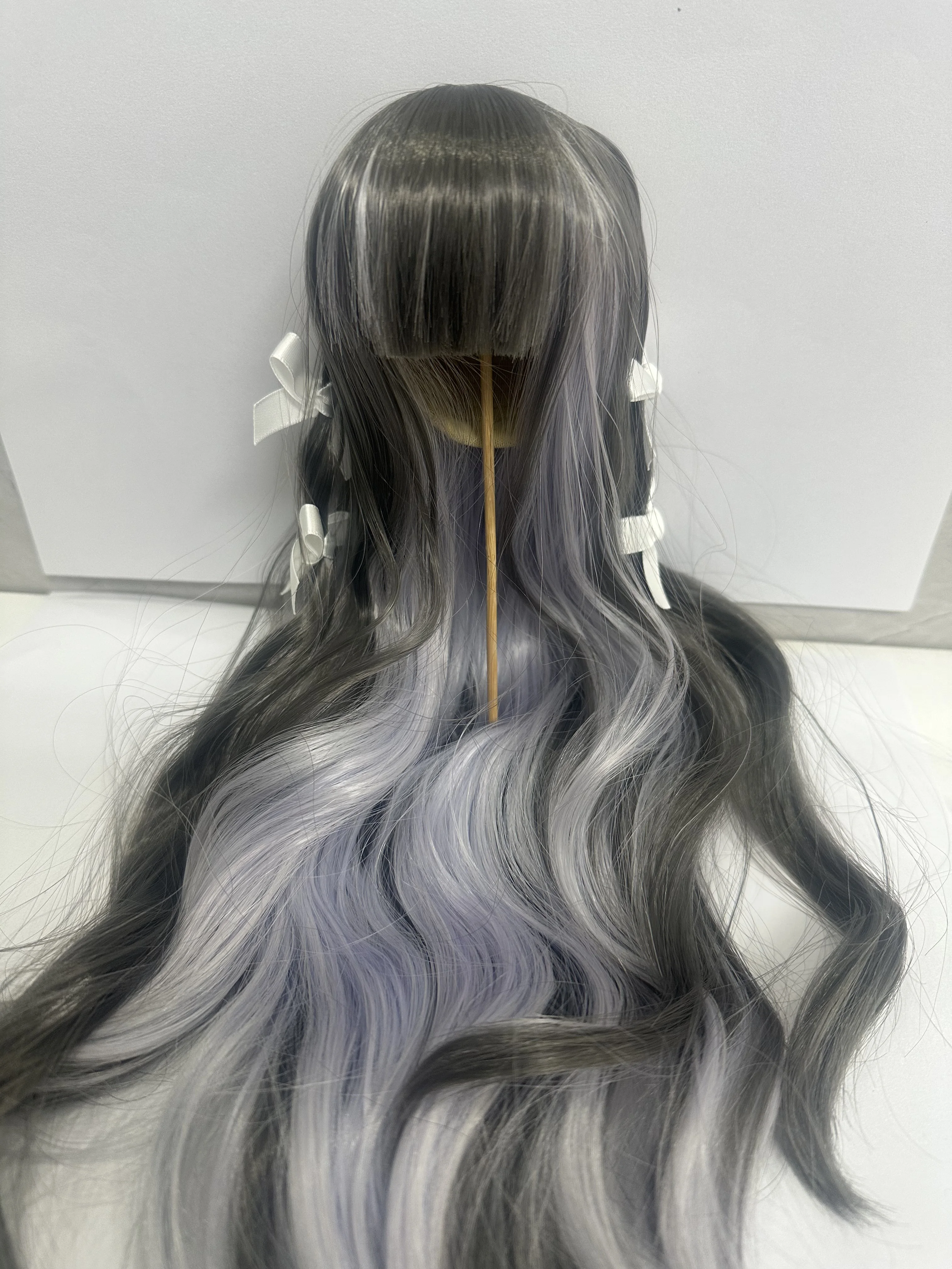 

D03-P250 children toy BJD DD SD MSD 1/3 1/4 1/6 doll's Accessoriess wig Highlight long curly hair with bows 1pcs