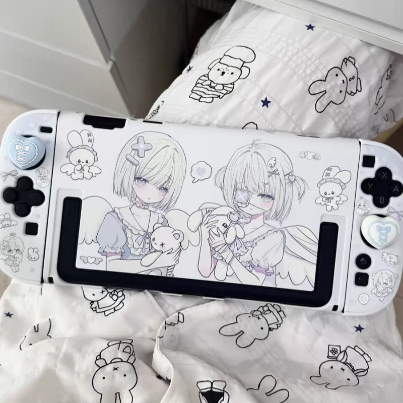 Custodia Protettiva Originale per Switch Stile Acquerello Anime, Cover Rigida Divisibile per Switch 2 OLED, Accessori Carini e Femminili per Switch Disponibili