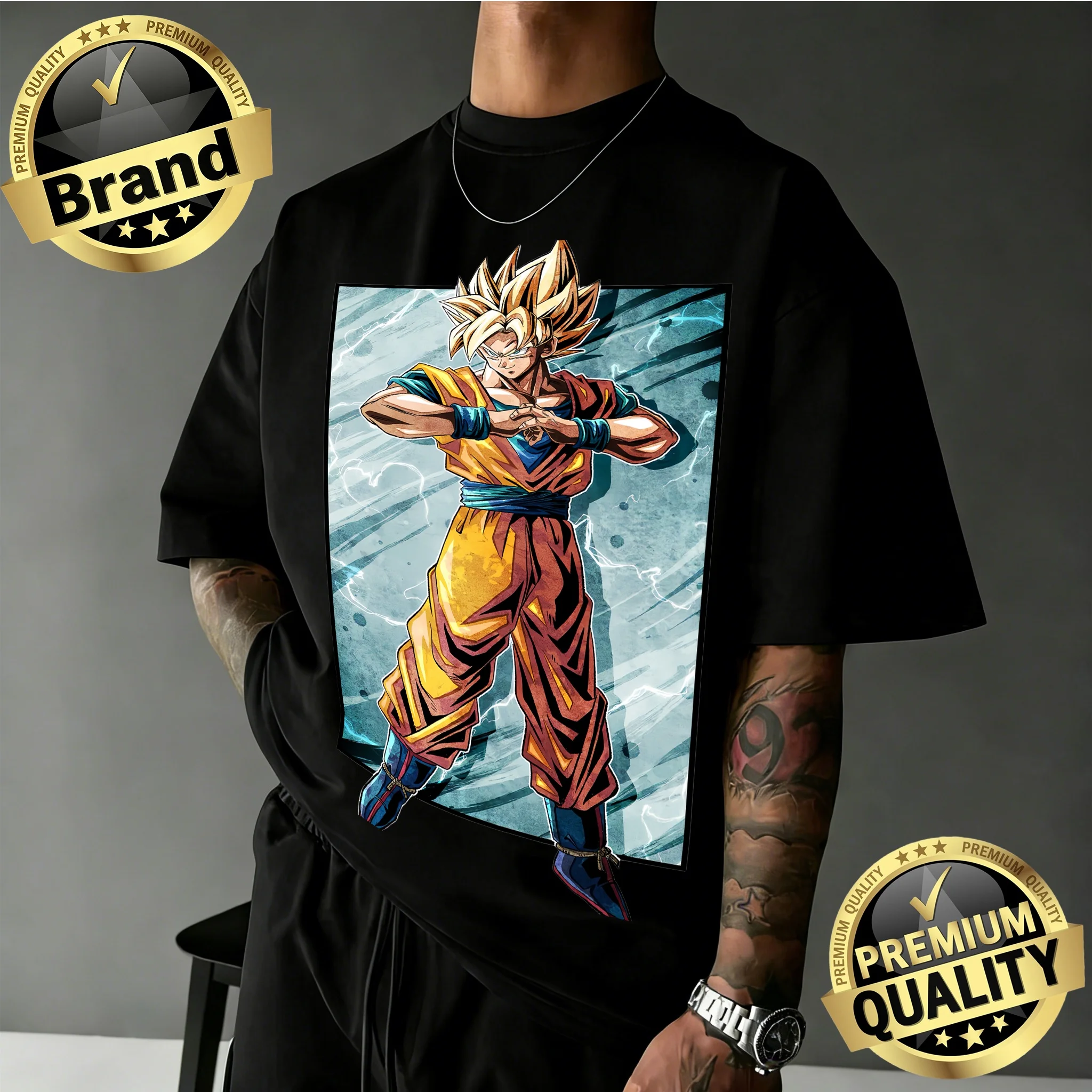 

2026 Summer Classic Dragon Ball T-Shirt 100% Cotton Oversized Goku Super Saiyan Print Retro Casual Loose Fit Unisex T-shirt Y2k