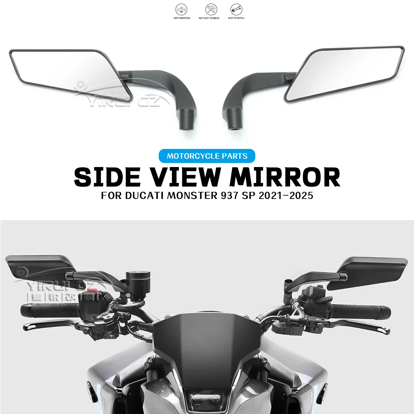 

Для Ducati Monster 937 SP 2021-2025 мотоцикла новое зеркало бокового вида MONSTER 821 18-25 новые универсальные зеркала заднего вида для мотоцикла