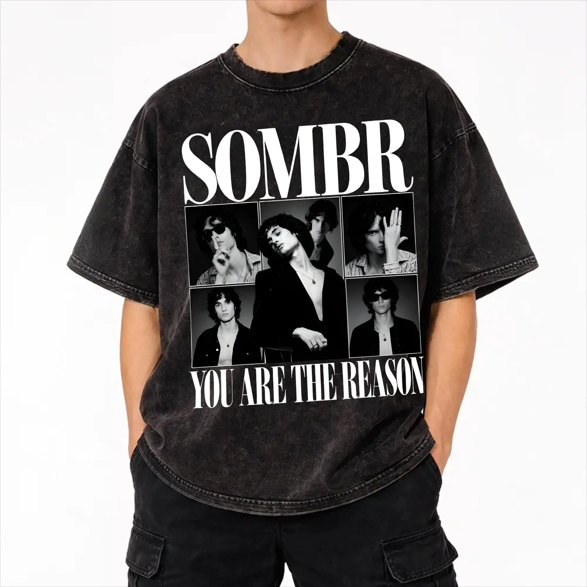 Sombr Youare The Reason World Tour 2026-2027 T Shirts Hip Hop Washed Short Sleeve Oversize T-Shirt for Men Women Streetwear