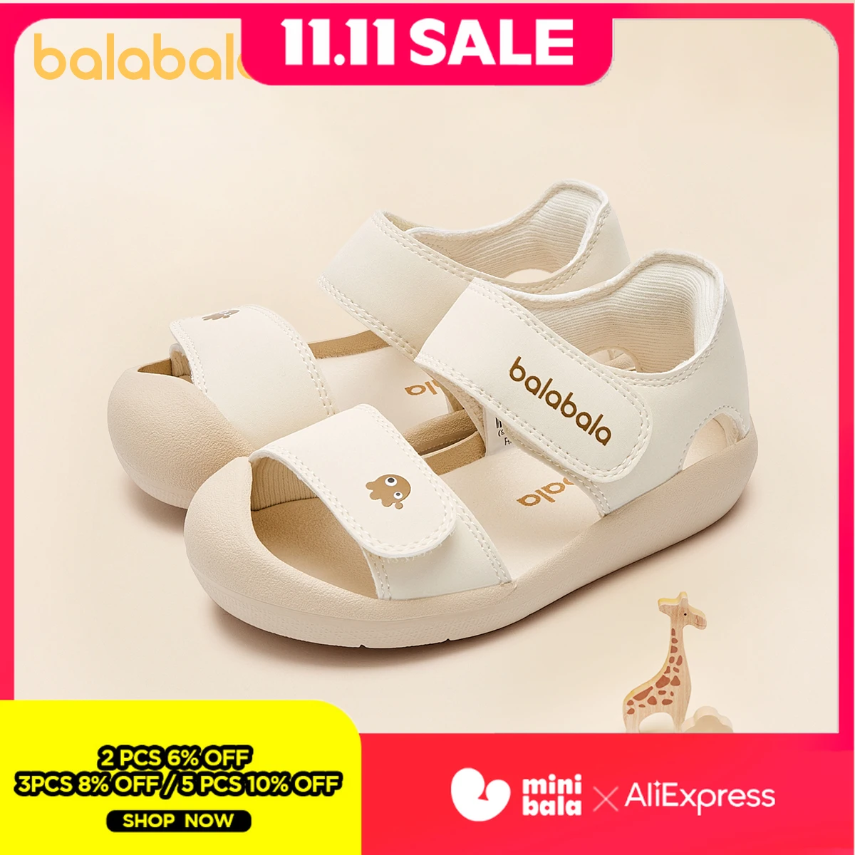 

Balabala Children's Shoes Children's Sports Sandals Boys' Soft-soled 2025 Summer Girls' Toe-covered Anti-slip Sweet Shoes