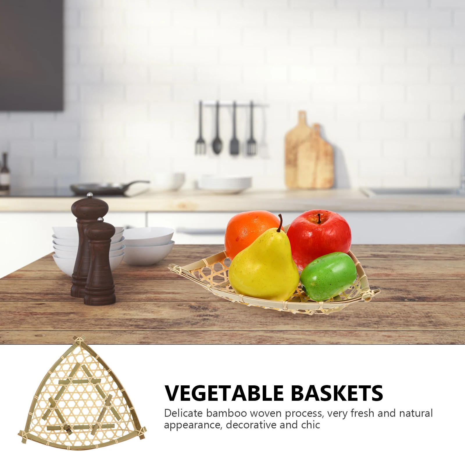 

1Set Bamboo Woven Baskets Practical Storage Containers for Snacks Fruit Vegetable Bread Kitchen Organizer