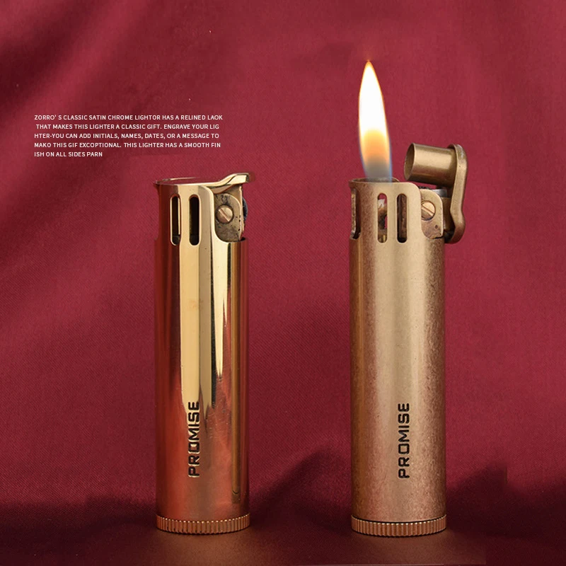 Cylindrical Press Ignition CigaretteLighter by Honest,Premium BrassConstruction,Vintage Stylish Appearance,Practical Collectible