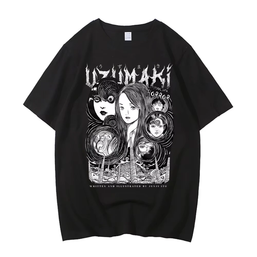 Junji Ito T-Shirt für Männer Punk Hip-Hop Tees Hochwertige Baumwolle Lässiges Anime-Grafik Unisex Kurzarm Sommer Streetwear Horror – Detail 4