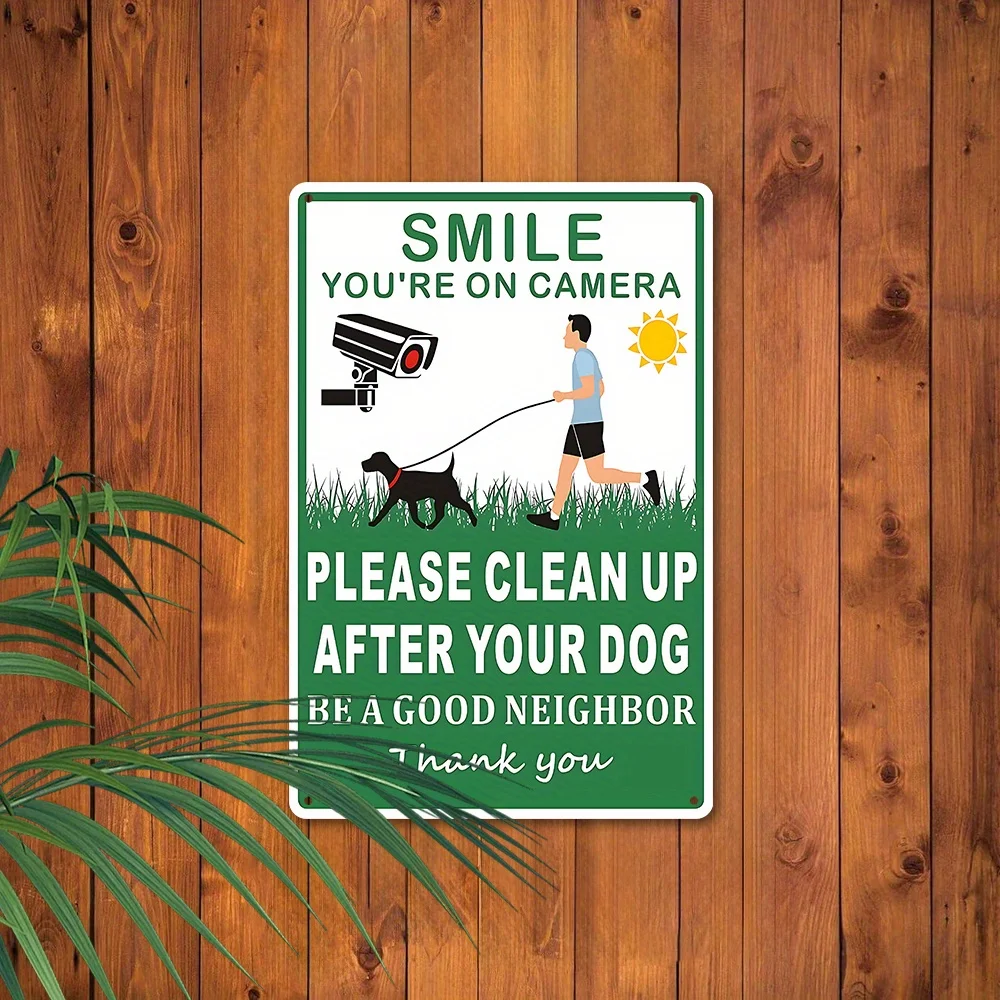 Vintage 2D Aluminum Wall Art 8x12 Waterproof Funny Dog Poop Sign For Park Yard Patio Walkway Pet Area Home Decor Wall Aesthetic