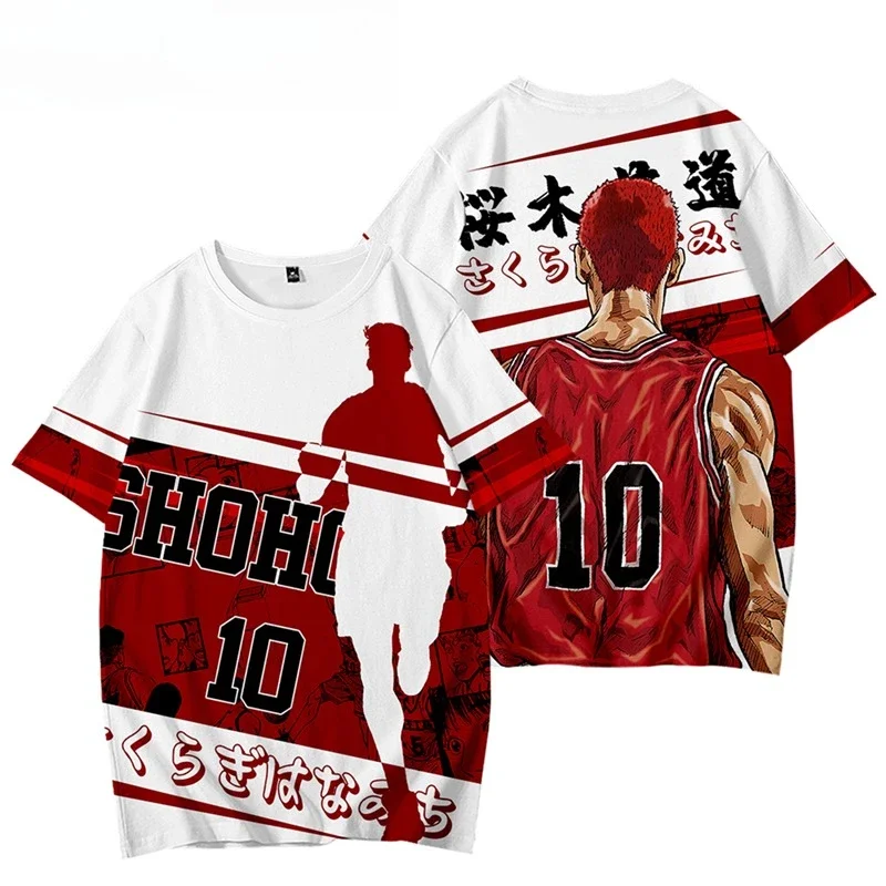 

Slam Dunk Hanamichi Sakuragi Summer Men Jersey Basketball Round Neck Jersey Breathable Quick-Drying Tee Sport Motorcycle Top