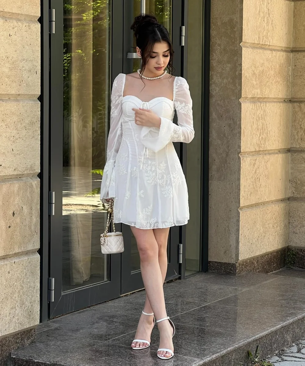 

Customized Sizes Available Chiffon Applique A-line Sweetheart Mini Dresses Evening Classic Exquisite Modern Style Chinese