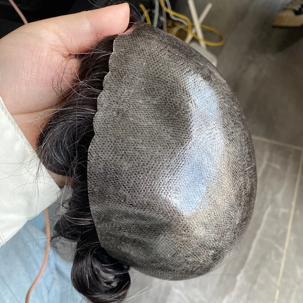 واقعية Skinlike رخيصة الجلد قاعدة 100% الشعر البشري الشعرية الاصطناعية قطع الشعر غير قابلة للاكتشاف الإسكالوب الجبهة رخيصة شعر مستعار