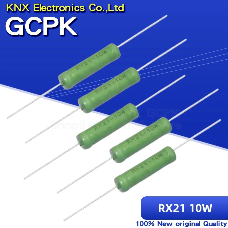 5pcs RX21 10W Wire Wound Resistance 5% 1R 10R 100R 1K 10K 12K 15K 18R 20R 22R 24R 27R 30R 33R 36R Resistor