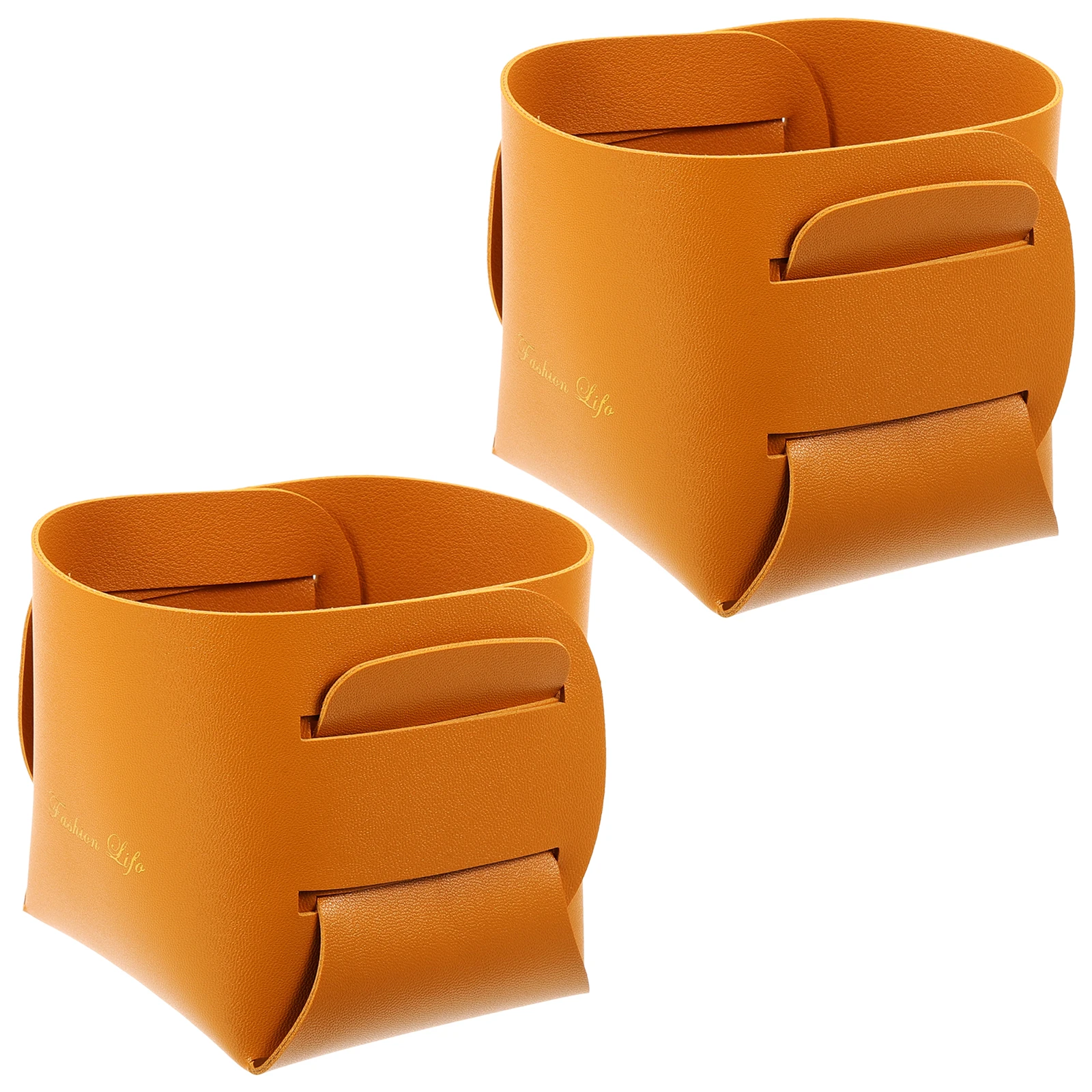 

2pcs Key Boxes PU Baskets for Desktop Organization Multi-functional Containers Gadget Storage Containers Remote Holder