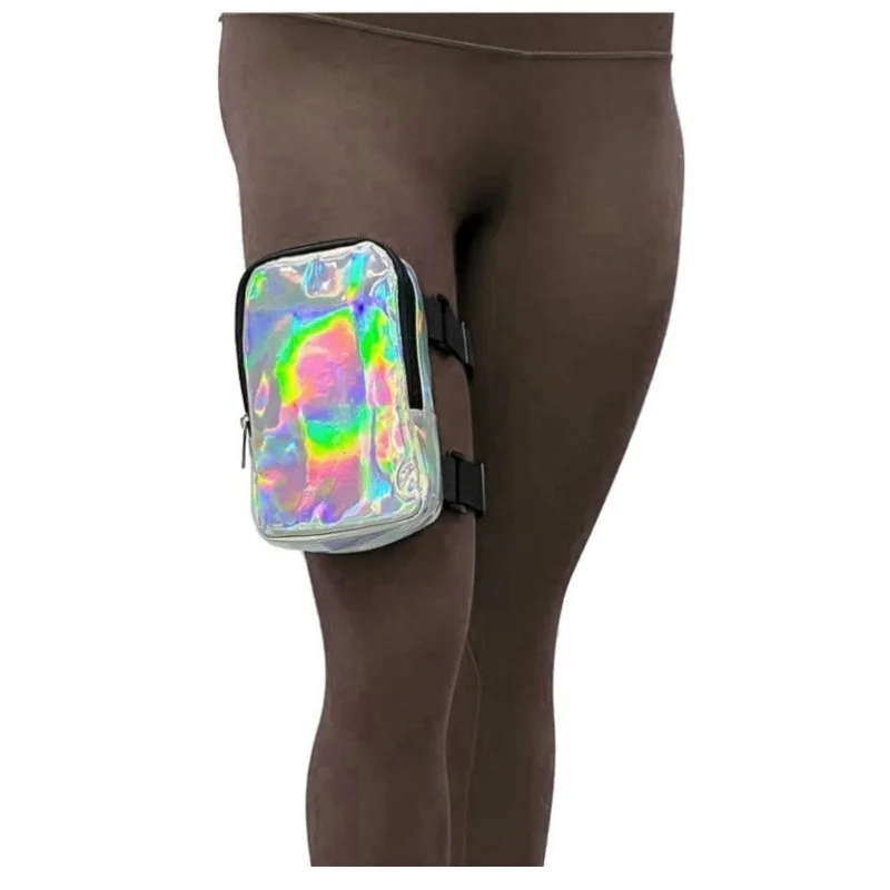 Leg Harness Bag Holographic Thigh Bag Adjustables Straps Waist Pouch with Zipper For Women