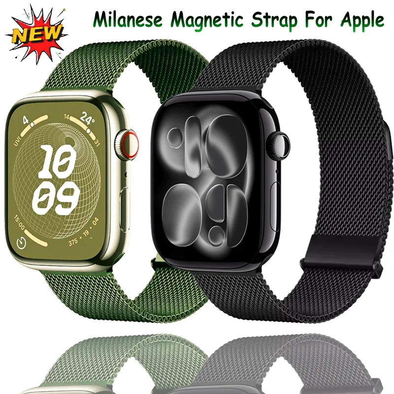 Milanaise-Magnetarmband für Apple Watch 11 10 9 8 7 45 mm 42 mm 41 mm 46 mm Ultra 2/3 49 mm Atmungsaktives Band iWatch 6 5 4 SE 44 mm 40 mm