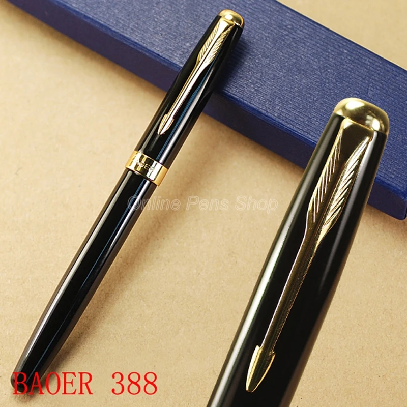 Baoer Red Green Black Blue Grain And Golden Roller Ball Pen BR020