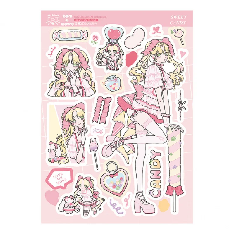 Korean Cartoon Cute Sweet Cool Girl Character Sticker Hand Account Phone Case Ipad Planner Diary Notebook DIY Decorative Sticker