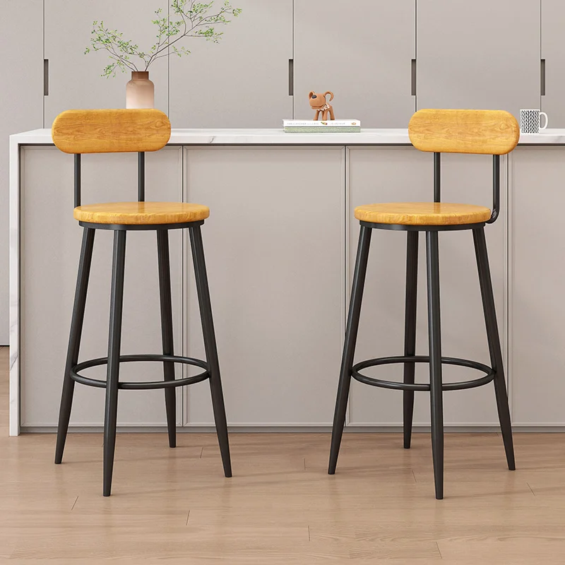 

Nordic solid wood bar chair household simple bar stool island