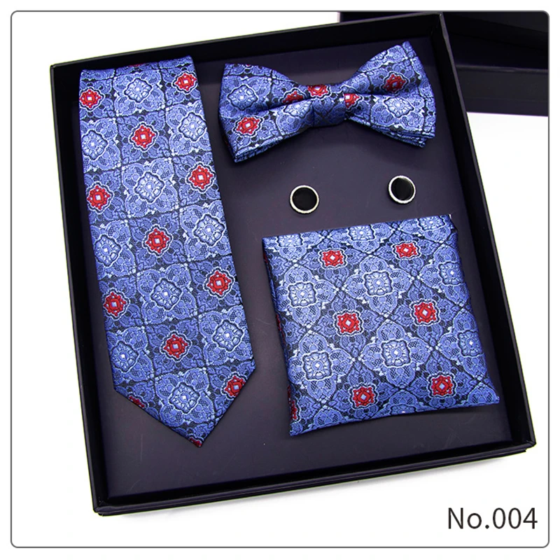 Men's Business Formal Evening Party Tie Gift Suit Fashion Necktie Square Scarf Combo Set Bowtie Apparel Accessories