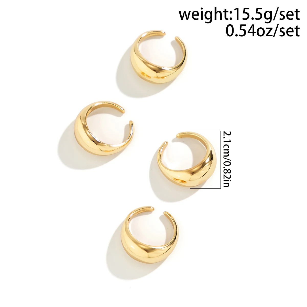 Ingemark 4Pcs Unique Smooth Water Drop Open Rings for Women Vintage Geometric Adjustable Knuckle Ring Set Couple Accessories