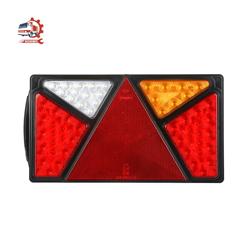 AOHEWEI 2x 12-30V 63 LED Chips Trailer Lights Brake Signal Lamp  Rear Postiton Indicator Triangle Reflector for Lorry Caravan