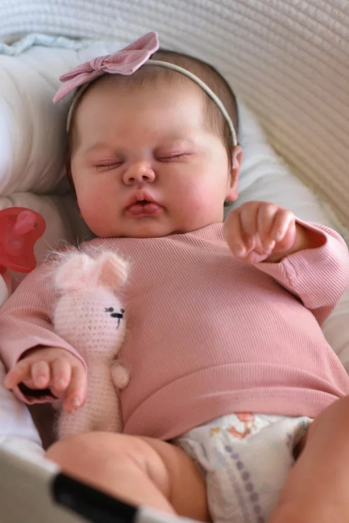 19inch Pickle Soft Cotton Body Lifelike Sleeping Reborn Doll Multiple Layers Painting 3D Skin Visible Veins Hand Painted Hair