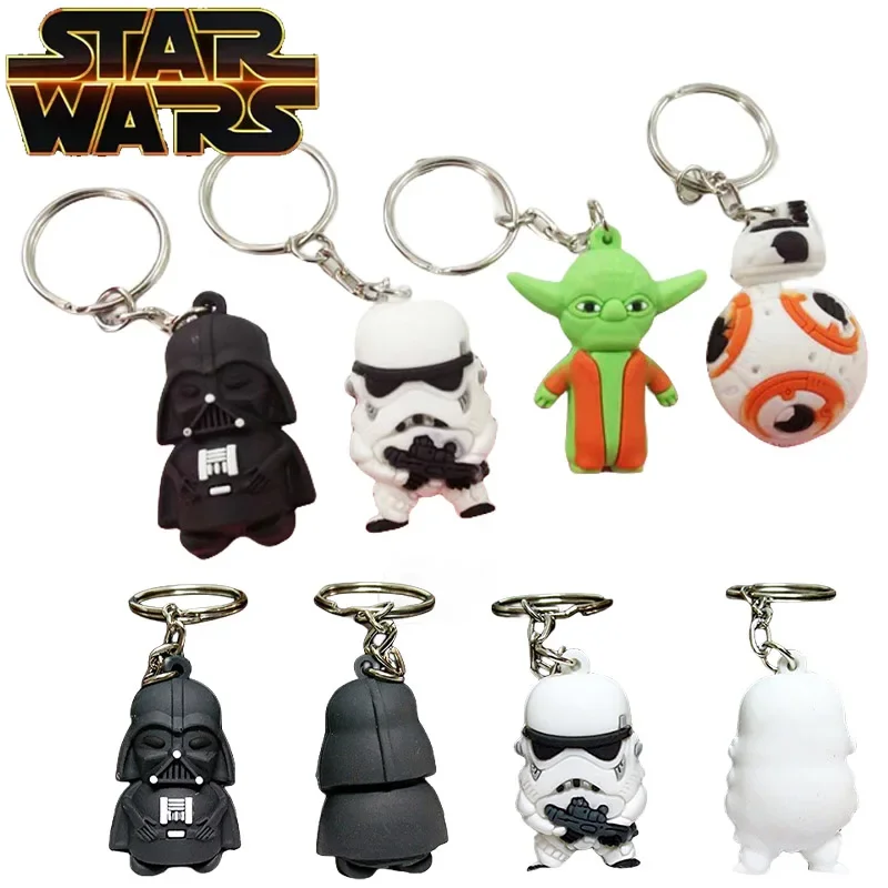 Star Wars DV Keychain Anime Cartoon Mandalorian Figure Model Master Yoda Cute Key Chains Bag Pendant PVC Kids Gift 4CM Keyring