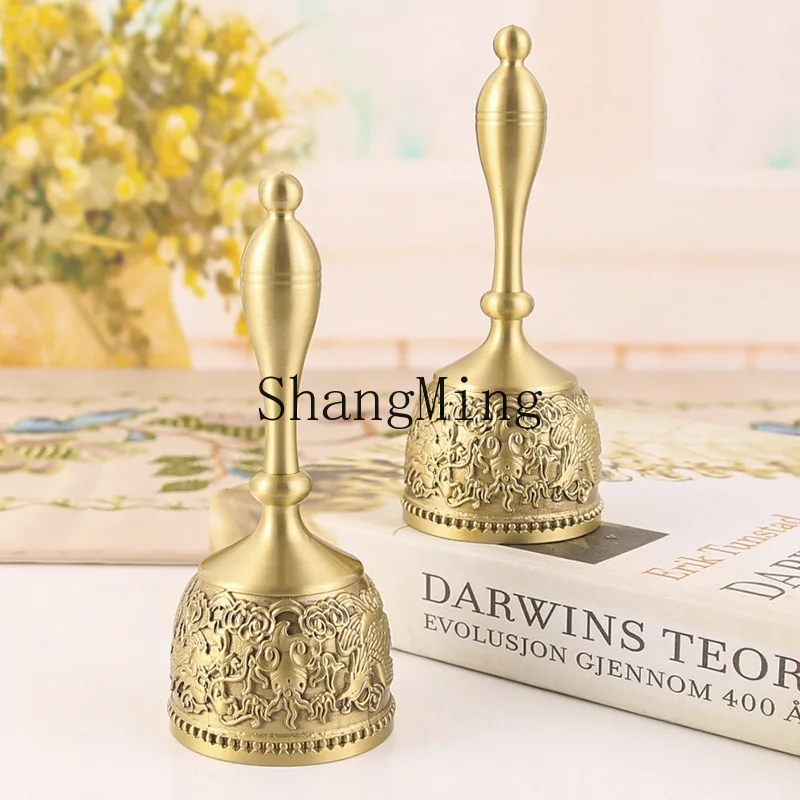 DSA Pure Copper Rattle with Handle Hand Crank Ornament Home Tabletop Decorative Brass Ornament