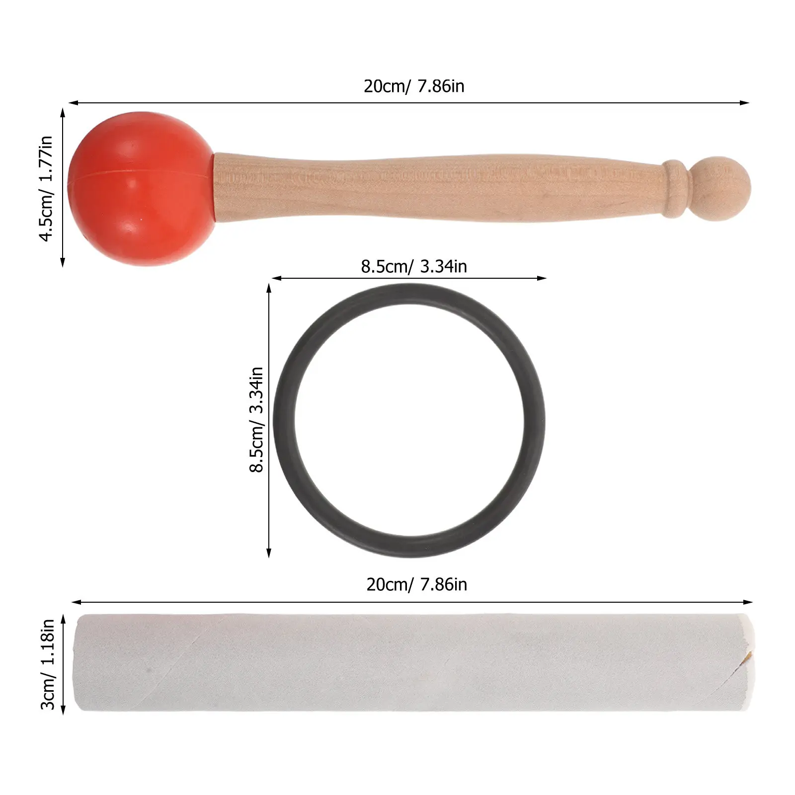 1Set Crystal Singing Bowl Mallet Rubber Head Wood Handle Ergonomic Arc Design Meditation Sound Bath Chakra Healing Tool
