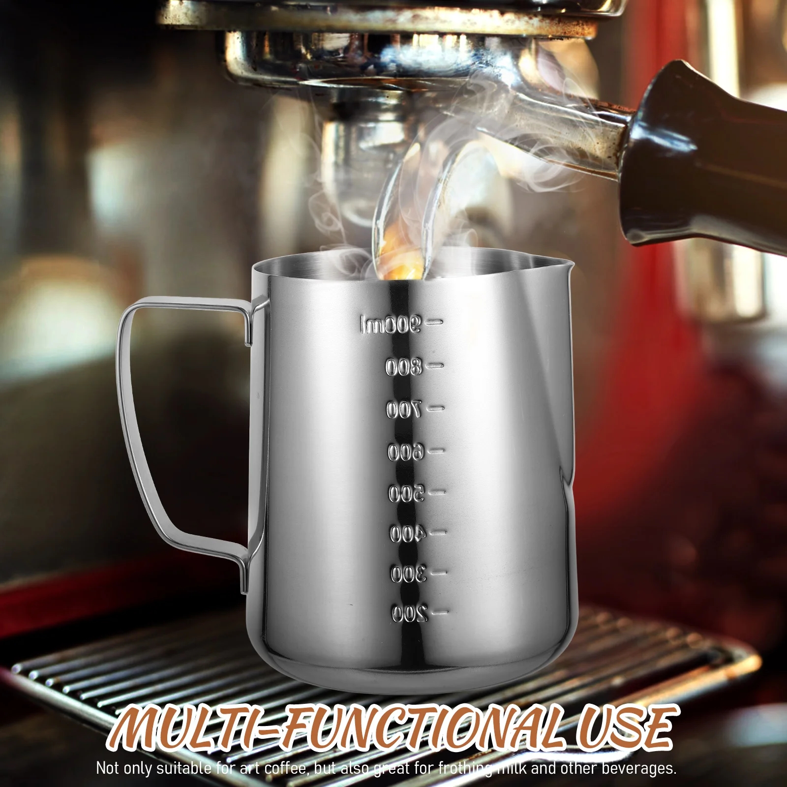 

Кувшин для вспенивания молока из нержавеющей стали, небольшой кувшин, идеальная емкость, дизайн носика, легкая наливка латте, подходит для кофейных напитков