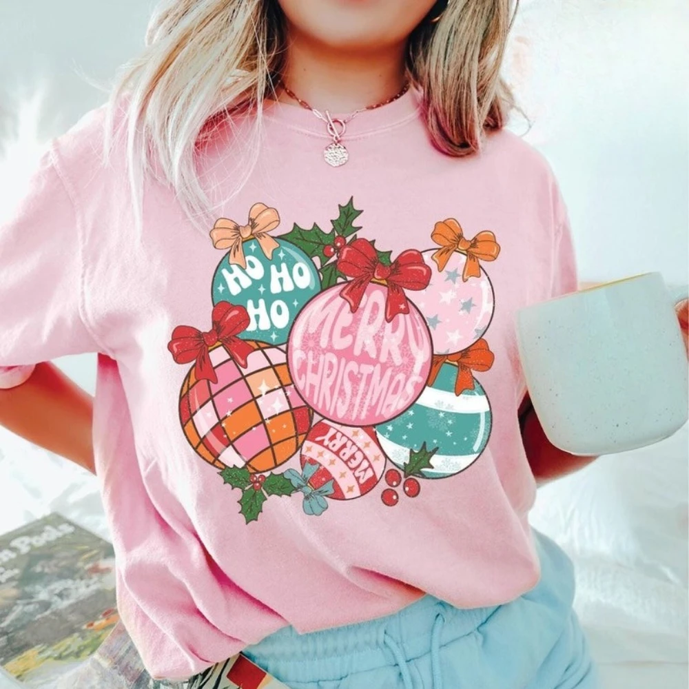 

Винтажные футболки Ho Ho Merry Christmas с графическим рисунком для женщин и мужчин, модная хлопковая рубашка высокого качества в канун Рождества, уличная одежда с короткими рукавами