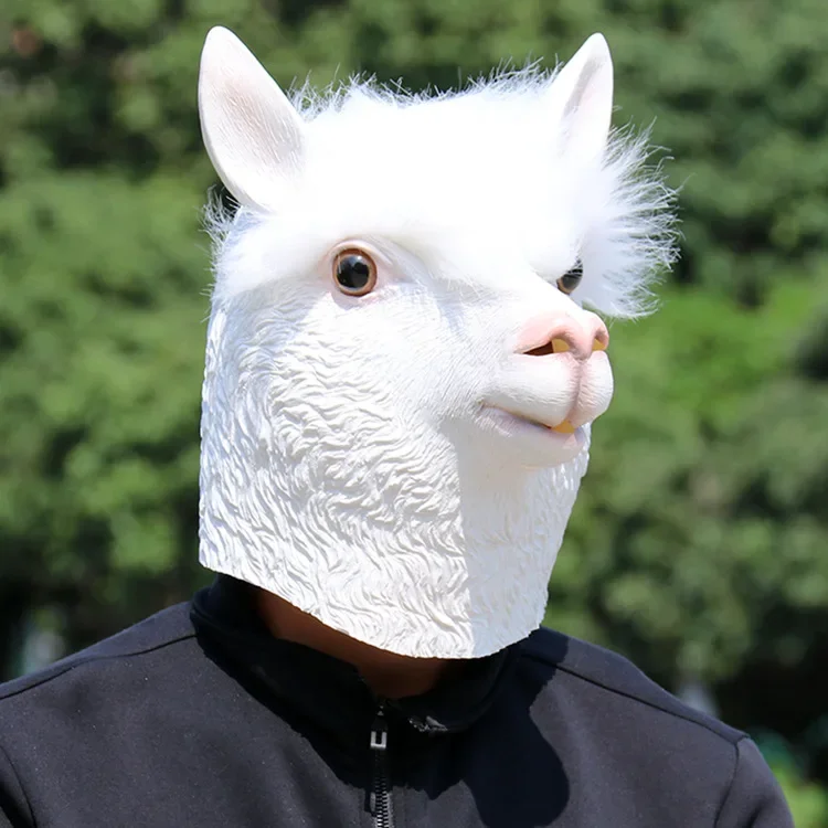 

Halloween Mask Hooded Alpaca Mask Funny Animal Props