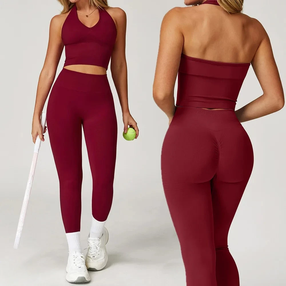 

3PCS Yoga Set Seamless Gym Clothes Sportswear Yoga Suits For Women Fitness Long Sleeved Tracksuits Sports Bra Gym Leggings