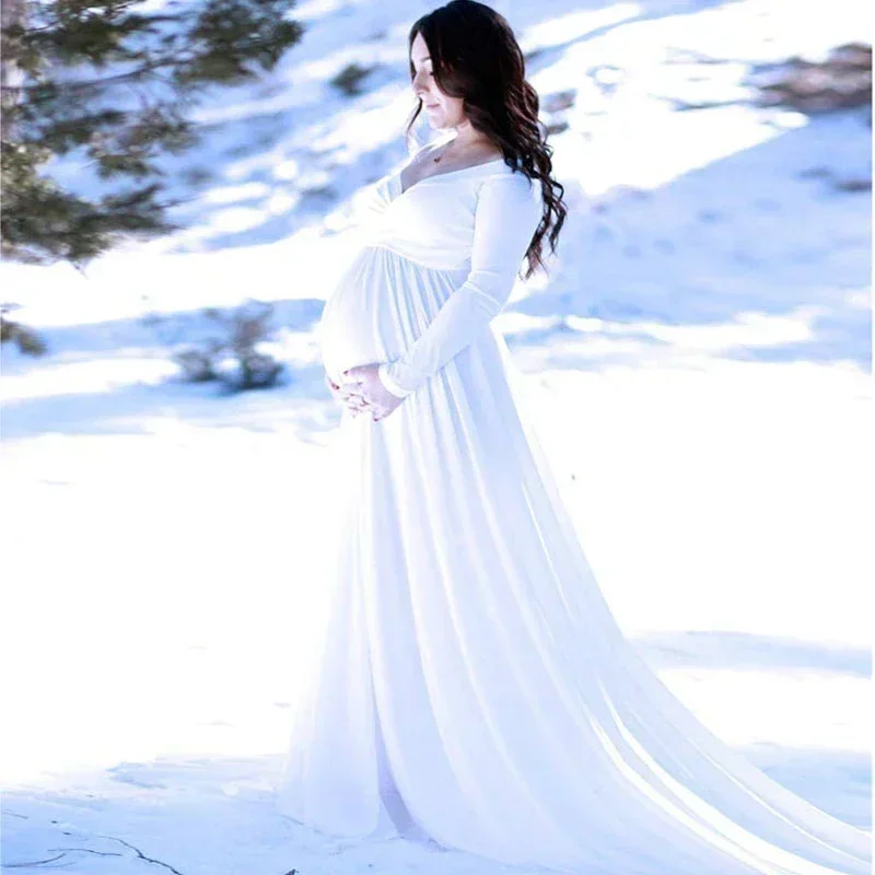 Women Dress Maternity Photography Props Lace Pregnancy Clothes Elegant Maternity Dresses for Pregnant Photo Shoot Cloth Plus