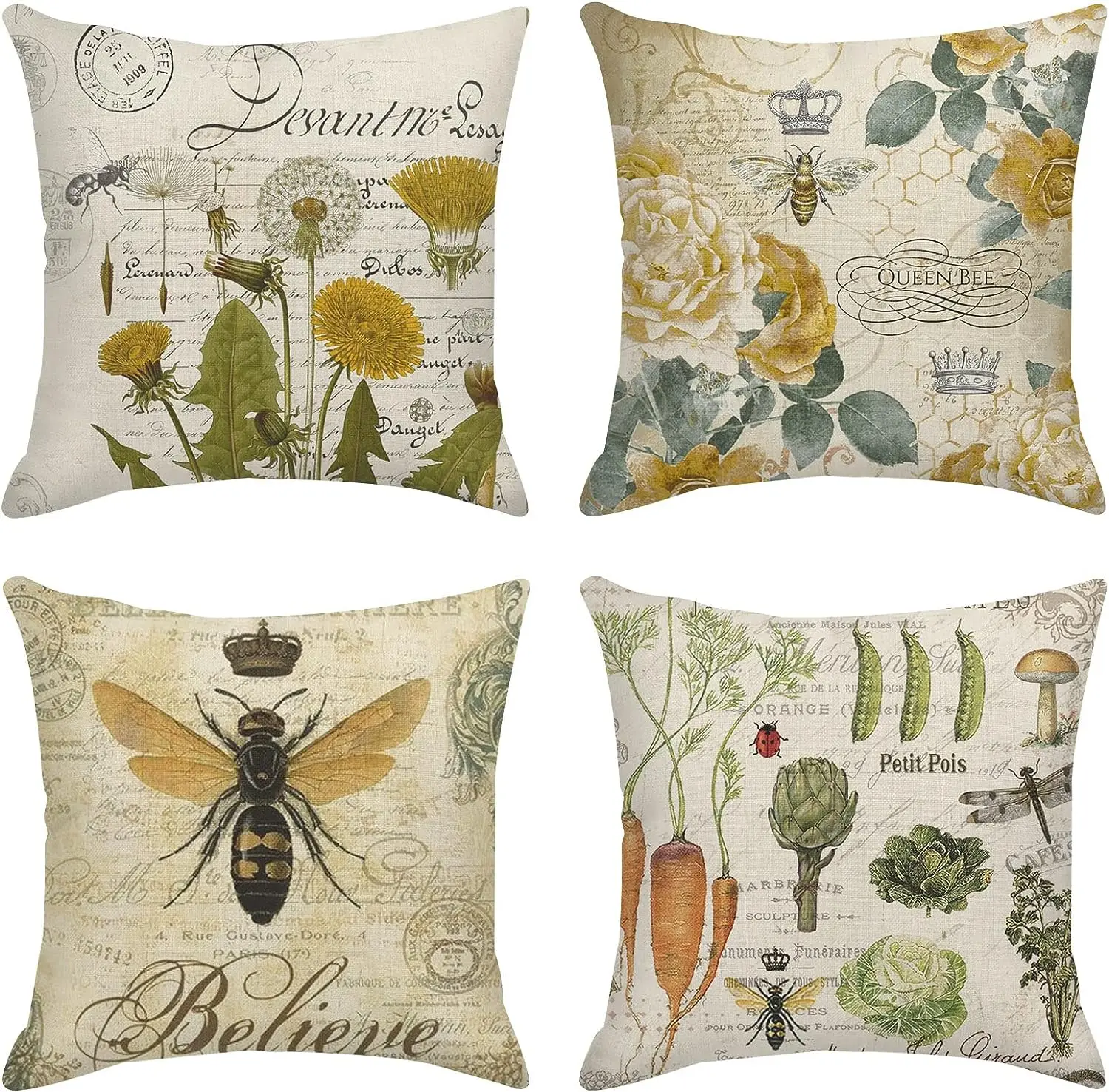 Throw Pillow Case Home Decorative Cushion Car Accessories Outdoor Cushion Sofa Pillow Case Wildflower Bee Butterfly