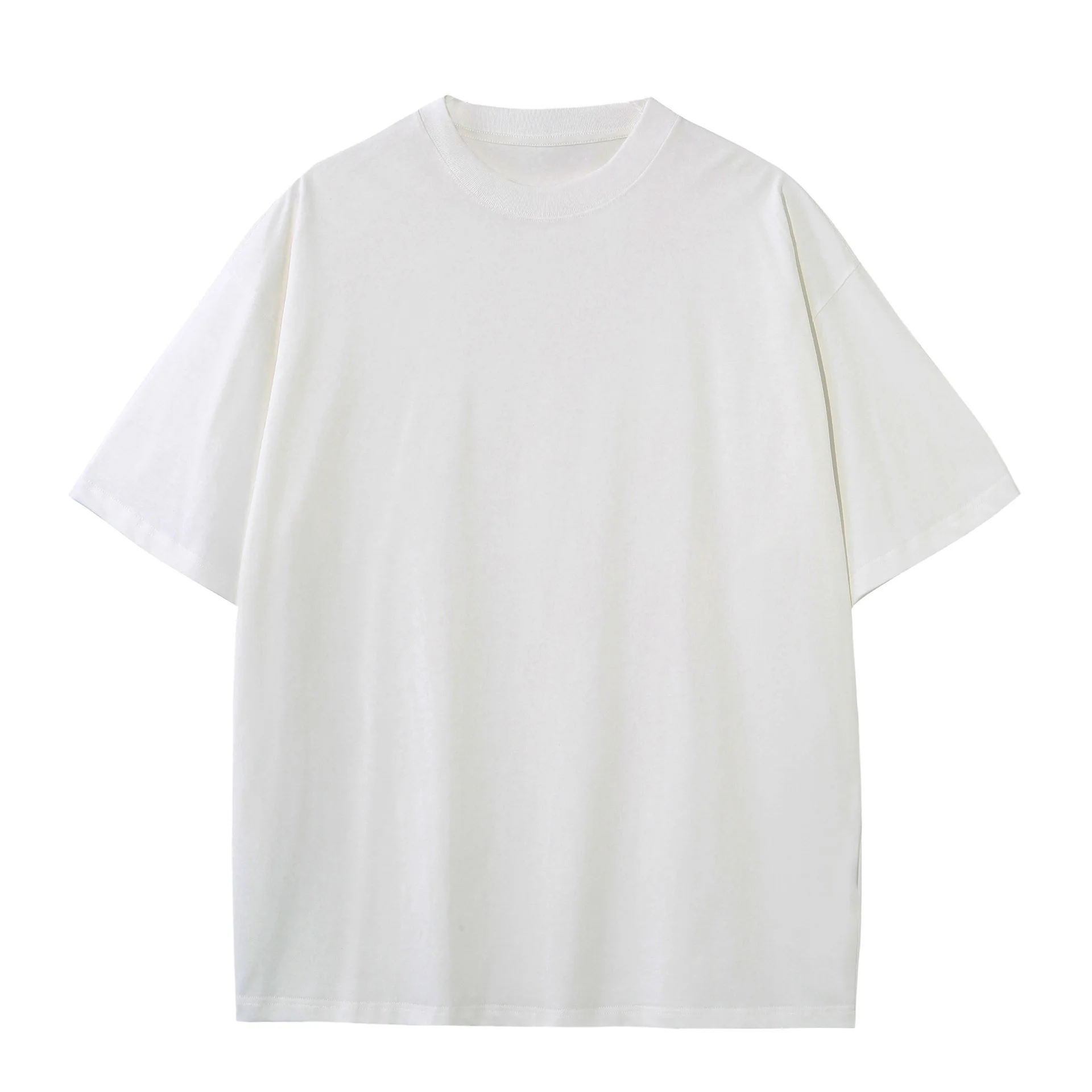 230gsm High Quality Oversized Heavy Tops T-shirt for Men Short Sleeve Tee Cotton Solid Color Trend Leisure Green White Black image 4