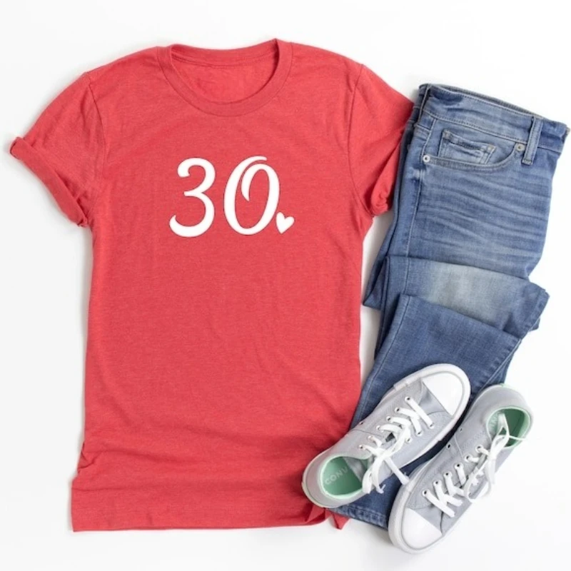 30th Birthday Hello Thirty Shirt Born in 1990 Any Age High Quality Cotton Tee Dirty Squad Printed T-shirt Tops Short-sleev