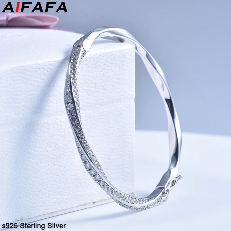 s925 Sterling zilveren armband voor dames, sprankelende manchetarmband, fijne sieraden, modeaccessoires