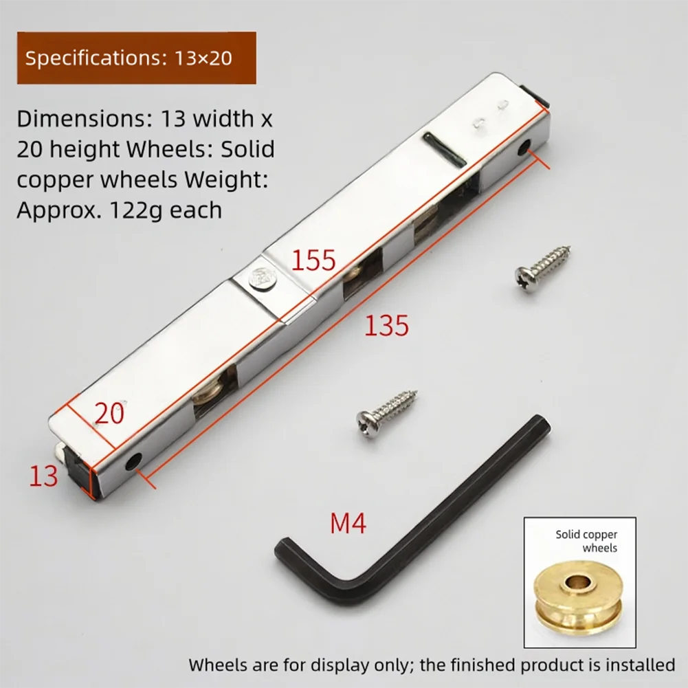Quiet Operation Roller Aluminum Window Rollers 16*3*2cm Sliding Door Roller Smooth Operation Brushed Shell Design
