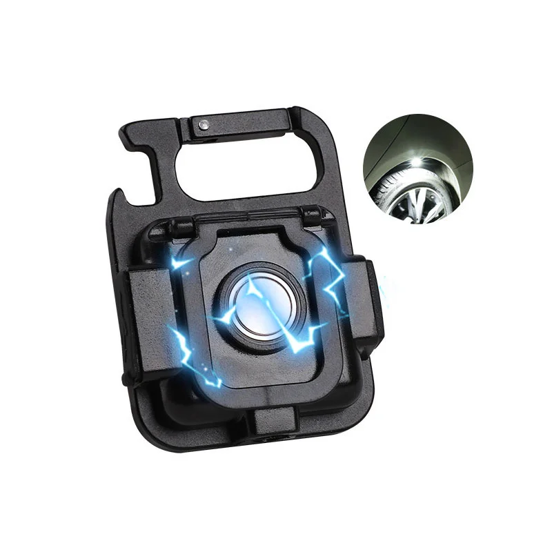 Portátil Mini LED Keychain Light, USB recarregável, Luz de trabalho de bolso com saca-rolhas, acampamento ao ar livre, pesca, escalada