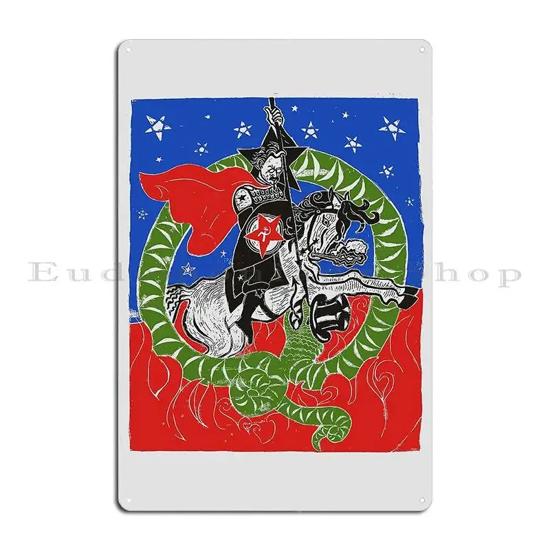 Leon Trotsky As St George Metal Plaque Wall Decor Create Garage Plaques Iron Home Tin Sign Poster