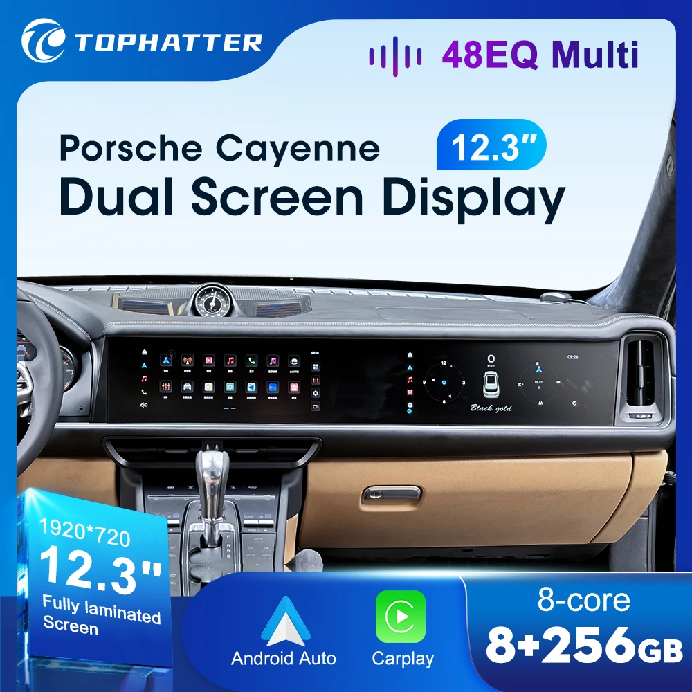 12.3 Car Radio For Porsche Cayenne 2010-2017 carplay Android Auto Multimedia Player Head Unit Dual screen Displya interaction