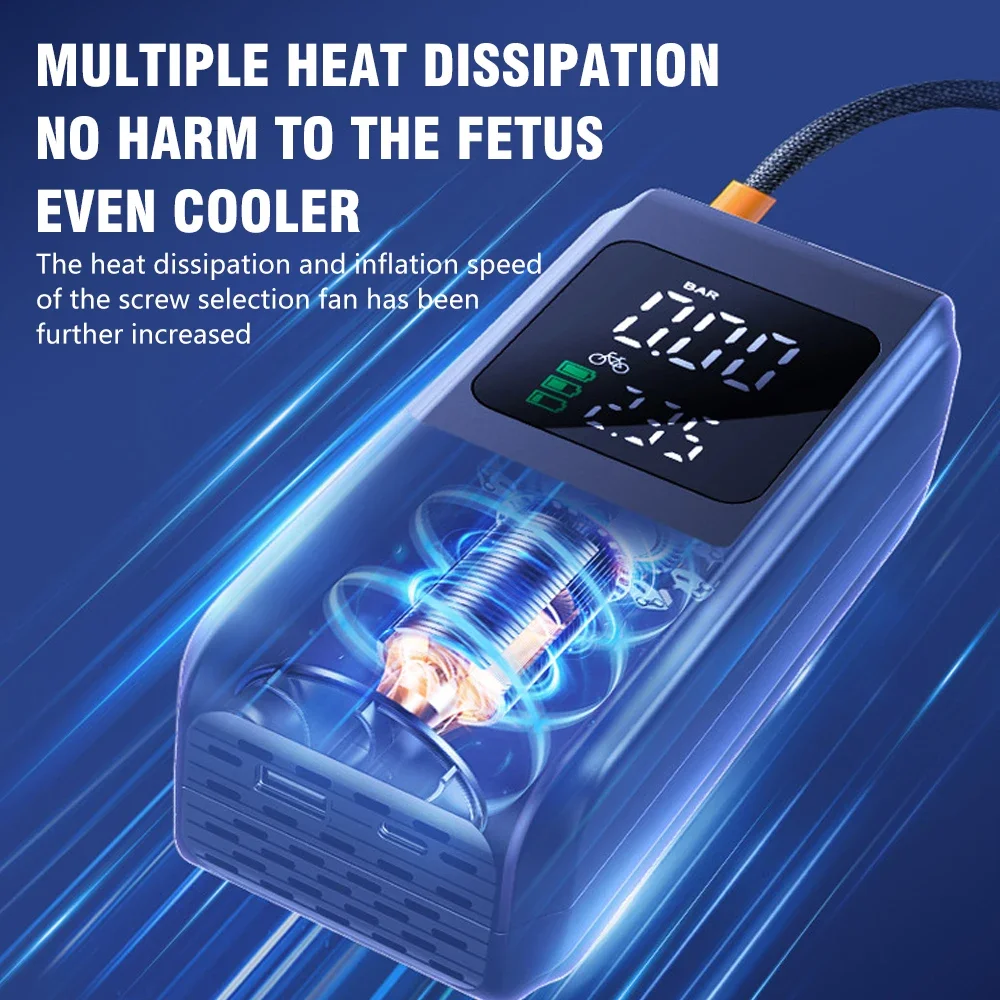 

Wireless Car Air Pump With Digital Display - Portable High-Power Air Compressor For Home And Travel