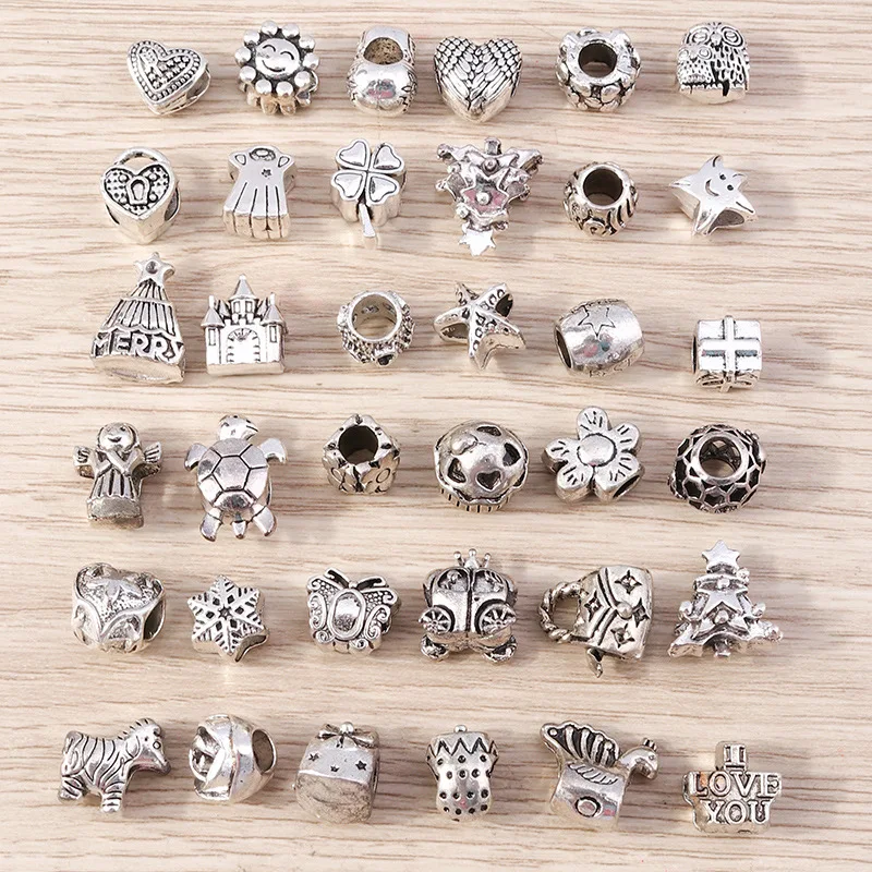 15Pcs New Three-Way Partition Bead Alloy Pattern Hanging Head Bracelet Pendant Connecting DIY Jewelry Accessories Wholesale